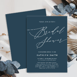 Dusty Blue Vrijgezellenfeest Elegant Script Minima Kaart