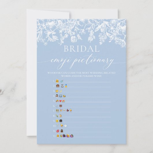 Dusty Blue Vrijgezellenfeest Emoji Pictionary Game Kaart (Voorkant)