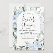 Dusty Blue Vrijgezellenfeest Eucalyptus Floral Kaart (Voorkant)
