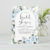 Dusty Blue Vrijgezellenfeest Eucalyptus Floral Kaart (Staand voorkant)