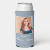 Dusty Blue Vrijgezellenfeest Foto Seltzer Blikjeskoeler (Seltzer Achterkant)