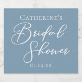 Dusty Blue Vrijgezellenfeest Gepersonaliseerd Wit Sparkling Wijnetiket (Enkel label)