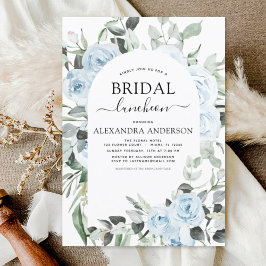 Dusty Blue Vrijgezellenfeest Luncheon Invitation Kaart