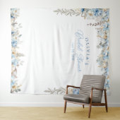 Dusty Blue Vrijgezellenfeest Photo Booth Achtergro Wandkleed (In Situ (horizontaal))