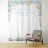 Dusty Blue Vrijgezellenfeest Photo Booth Achtergro Wandkleed (In situ)