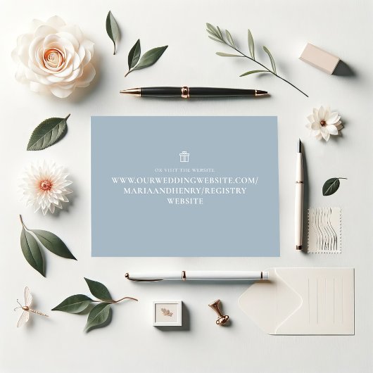 Dusty Blue Vrijgezellenfeest QR Code Gift Registry Informatiekaartje