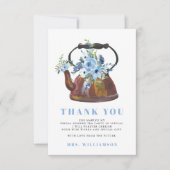 Dusty Blue Vrijgezellenfeest Tea Party Dank u Bedankkaart (Voorkant)