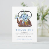 Dusty Blue Vrijgezellenfeest Tea Party Dank u Bedankkaart (Staand voorkant)