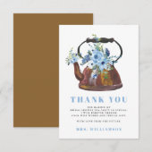 Dusty Blue Vrijgezellenfeest Tea Party Dank u Bedankkaart (Voorkant / Achterkant)