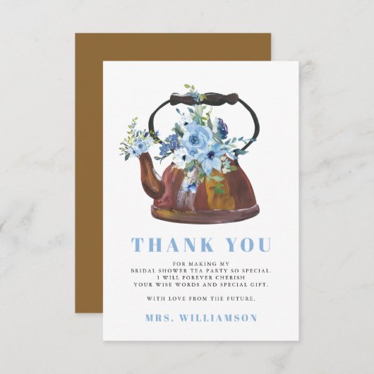 Dusty Blue Vrijgezellenfeest Tea Party Dank u Bedankkaart (Voorkant / Achterkant)
