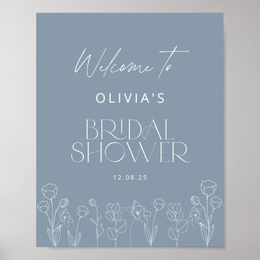 Dusty Blue Vrijgezellenfeest Welcome Poster (Voorkant)