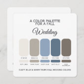 Dusty Blue Warm Taupe Fall Wedding Palette Card Kaart (Voorkant / Achterkant)