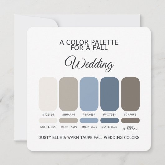 Dusty Blue Warm Taupe Fall Wedding Palette Card Kaart (Voorkant)