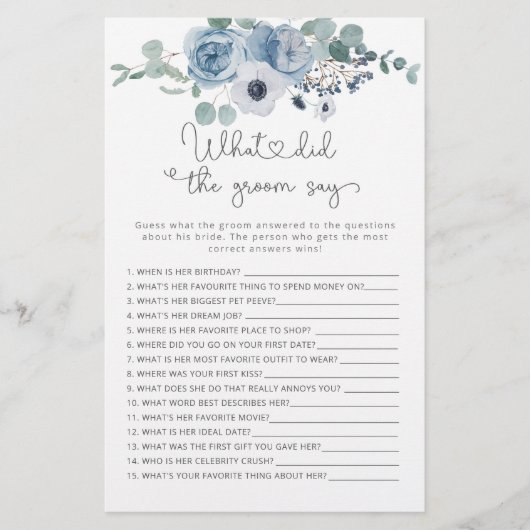 Dusty blue Wat zei de bruidegom tegen het bruidssp (Voorkant)