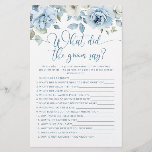 Dusty blue Wat zei de bruidegom vrijgezellenfeest (Voorkant)