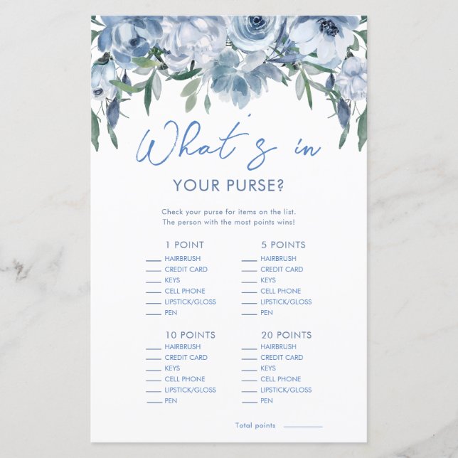 Dusty Blue Wat zit er in je tas Vrijgezellenfeest  (Voorkant)