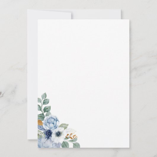 Dusty Blue Water-Color Kaart (Achterkant)