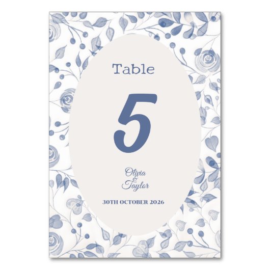 Dusty Blue Watercolor Floral Wedding Kaart (Voorkant)
