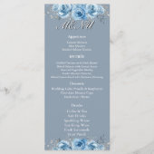 Dusty Blue Watercolor Floral Wedding Reception  Menu (Voorkant)
