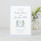 Dusty Blue Watercolor Floral Wedding Save the Date (Staand voorkant)