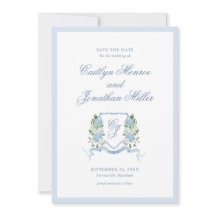 Dusty Blue Watercolor Floral Wedding Save the Date