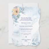 Dusty Blue Watercoloured Peach Wild Roos Kaart (Voorkant)