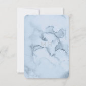 Dusty Blue Watercoloured Peach Wild Roos RSVP Kaartje (Achterkant)