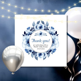 Dusty Blue Waterverf Baby shower Bedankkaart