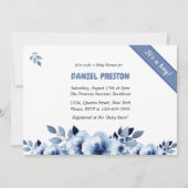 Dusty Blue Waterverf Baby shower Kaart (Voorkant)