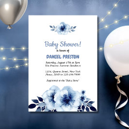 Dusty Blue Waterverf Baby shower Kaart