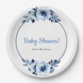 Dusty Blue Waterverf Baby shower Papieren Bordje (Voorkant)