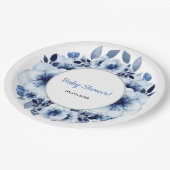 Dusty Blue Waterverf Baby shower Papieren Bordje (Gekanteld)