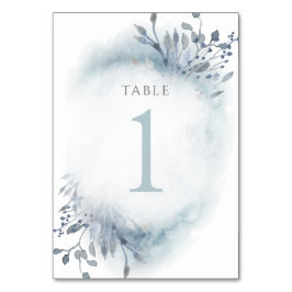 dusty blue waterverf bloemen Tabel Nummer 1 Kaart