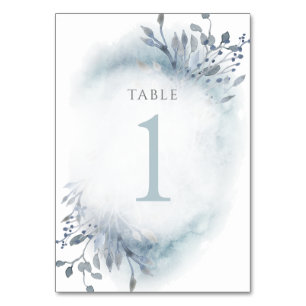 dusty blue waterverf bloemen Tabel Nummer 1 Kaart