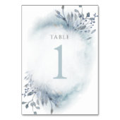 dusty blue waterverf bloemen Tabel Nummer 1 Kaart (Achterkant)