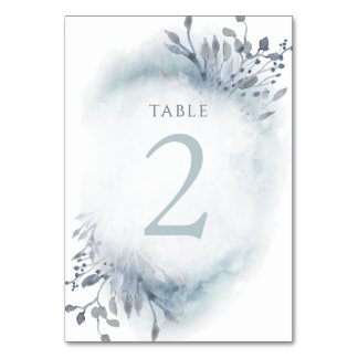 dusty blue waterverf bloemen Tabel Nummer 2 Kaart