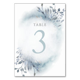 dusty blue waterverf bloemen Tabel Nummer 3 Kaart