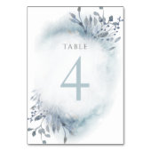 dusty blue waterverf bloemen Tabel Nummer 4 Kaart (Achterkant)