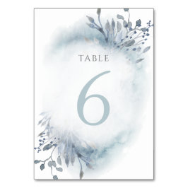 dusty blue waterverf bloemen Tabel Nummer 6 Kaart