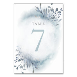 dusty blue waterverf bloemen Tabel Nummer 7 Kaart