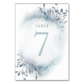dusty blue waterverf bloemen Tabel Nummer 7 Kaart (Achterkant)