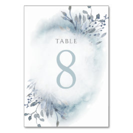 dusty blue waterverf bloemen Tabel Nummer 8 Kaart