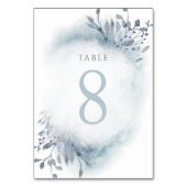 dusty blue waterverf bloemen Tabel Nummer 8 Kaart (Achterkant)