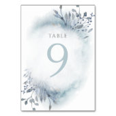 dusty blue waterverf bloemen Tabel Nummer 9 Kaart (Achterkant)