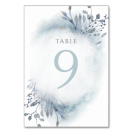 dusty blue waterverf bloemen Tabel Nummer 9 Kaart