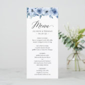 Dusty Blue Waterverf Bohemian Floral Wedding Menu (Staand voorkant)