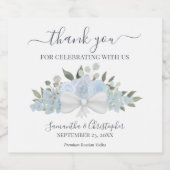 Dusty Blue Waterverf Bouquet Wedding Dank je Likeurfles Etiket (Enkel label)