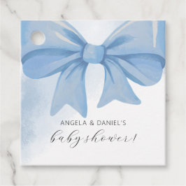 Dusty Blue Waterverf Bow Baby shower Bedankjes Labels