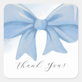Dusty Blue Waterverf Bow Baby shower Bedankt Vierkante Sticker