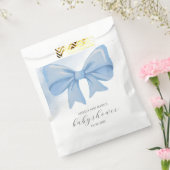 Dusty Blue Waterverf Bow Baby shower Bedankzakje (Gezegeld)